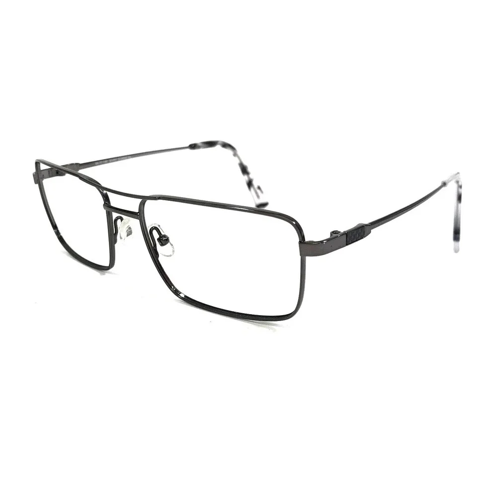 Bulova Eyeglasses Frames CHICO SHINY GUNMETAL Gray Square Titanium 56-17-145